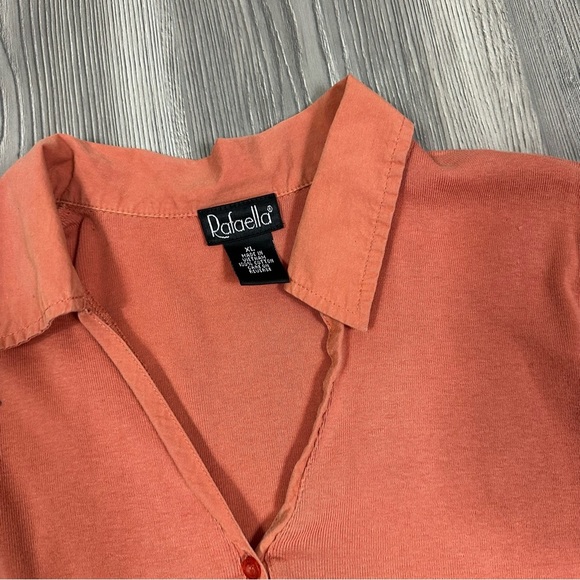 Rafaella Rust Orange 3/4 Sleeve Collared Henley Top - XL - Picture 2 of 8